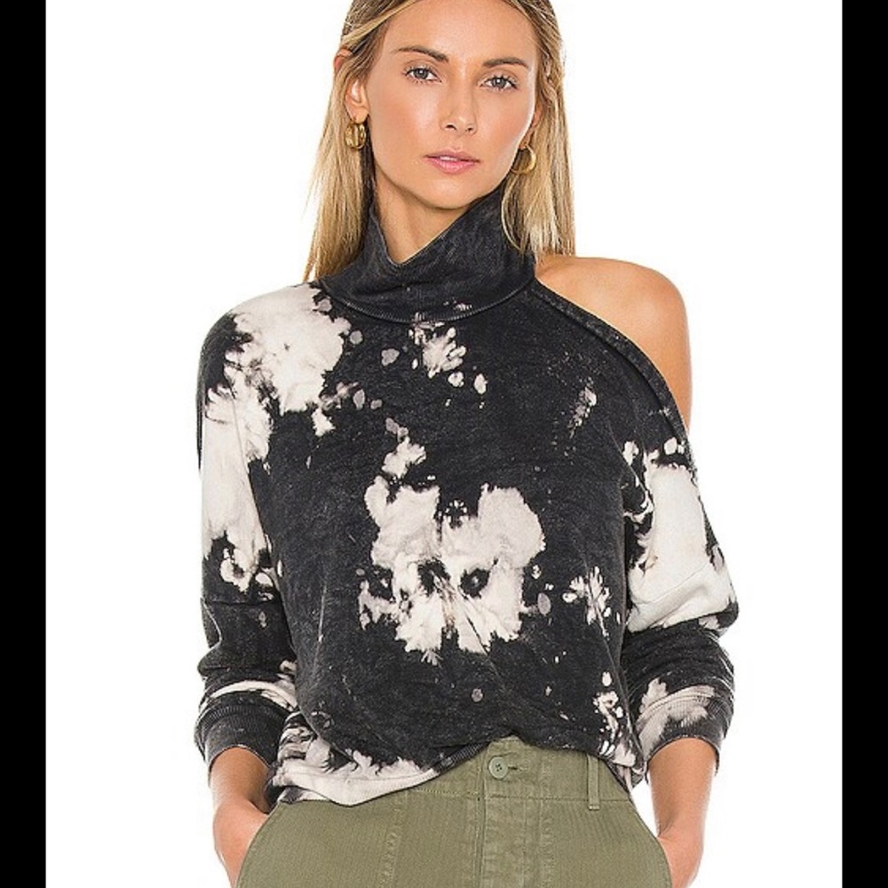 LA Made cut out shoulder long sleeve tie dye sweatshirt